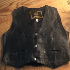 Black leather vest